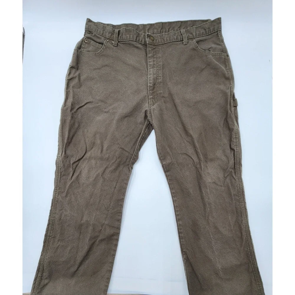 Mens Y2K Dickies Tan Khaki Brown Canvas Carpenter Work Pants Size 40x30 - Picture 1 of 16